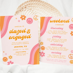 Dazed & Engaged Pink & Orange 4 Day Itinerary Invitation