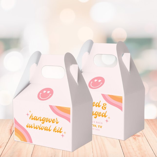 Dazed & Engaged Pink & Orange Bachelorette Favor Box (Creator Uploaded)