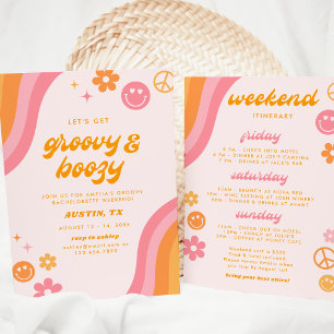 Dazed & Engaged Pink & Orange Bachelorette Weekend Invitation