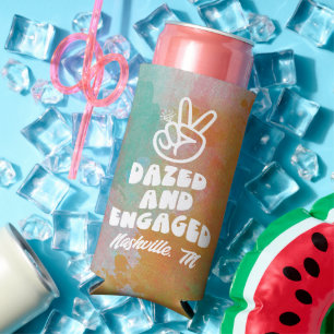 Dazed & Engaged Retro Bachelorette  Seltzer Can Cooler