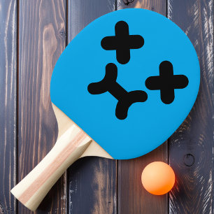 Dazed Pouty Face Blue Ping Pong Paddle