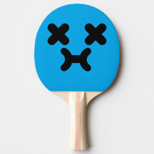 Dazed Pouty Face Blue Ping Pong Paddle