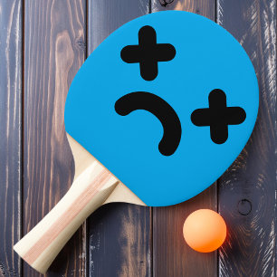 Dazed Sad Face Blue Ping Pong Paddle