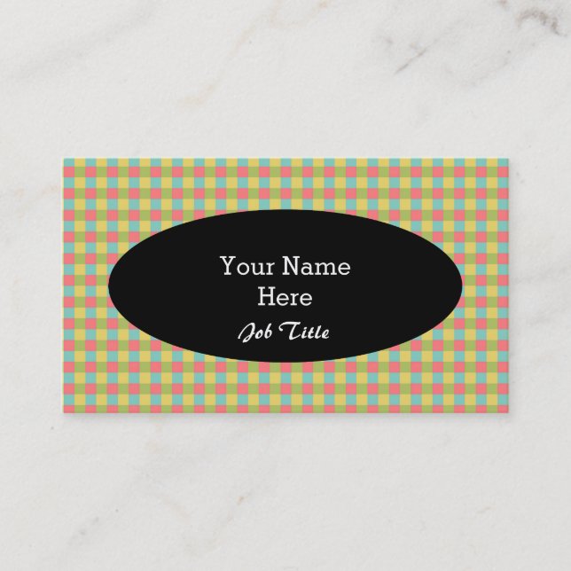 Dazzle Check business card oval black (Front)