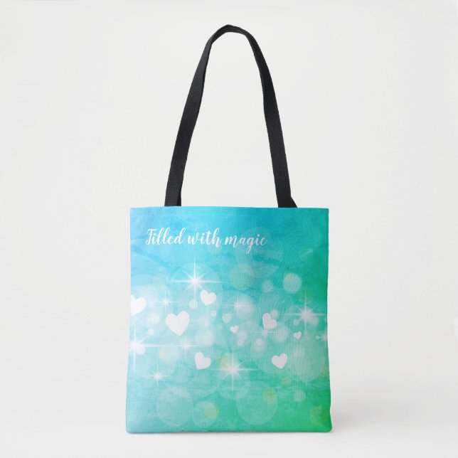 Dazzle Hearts and Stars customized tote bag (Front)