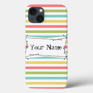 Dazzle Stripe Classic Name iPad vertical iPhone 13 Case