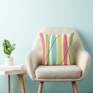 Dazzle Stripe yellow back square Throw Pillow