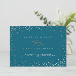 Dazzled - Teal and Rust Stars Wedding Invitation