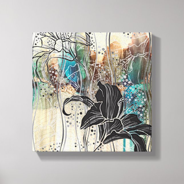  “Dazzling Black Bloom” 10” x10” Canvas Print (Front)