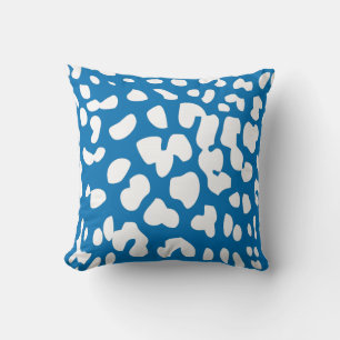 Dazzling Blue and White Leopard Print Throw Pillow