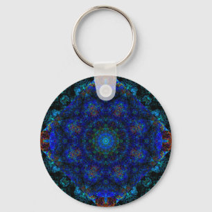 Dazzling Blue Bohemian Kaleidoscope,  Keychain
