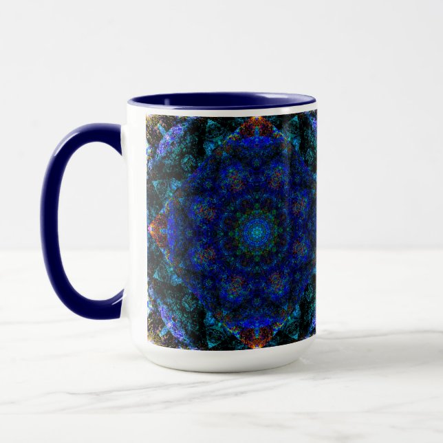 Dazzling Blue Bohemian Kaleidoscope,  Mug (Left)
