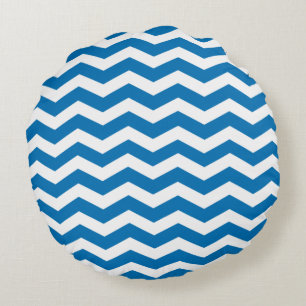 Dazzling Blue Chevron Pattern Round Pillows