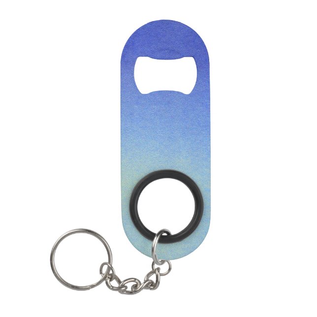 Dazzling Blue Ombre Glitter Sand Look Dark Light Keychain Bottle Opener (Front)