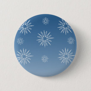 Dazzling Christmas Stars Button, Blue 2 Inch Round Button