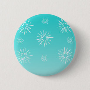 Dazzling Christmas Stars Button, Turquoise 2 Inch Round Button