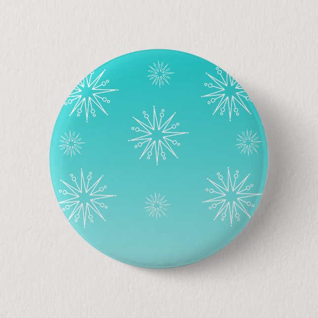 Dazzling Christmas Stars Button, Turquoise 2 Inch Round Button (Front)