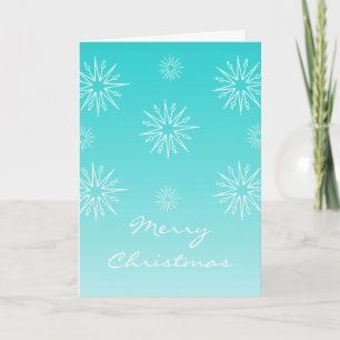 Dazzling Christmas Stars Greeting Card, Turquoise Holiday Card