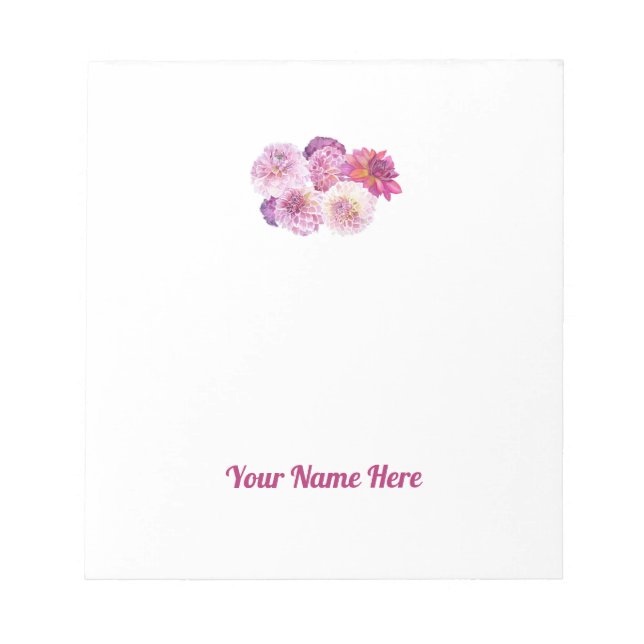 Dazzling Dahlia Personalized Notepad (Front)
