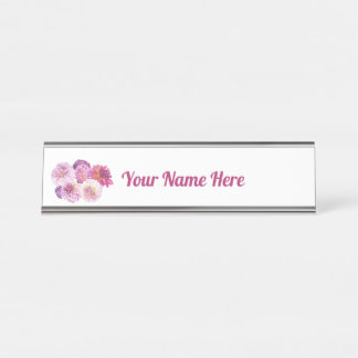 Dazzling Dahlias Personalized Desk Name Plate