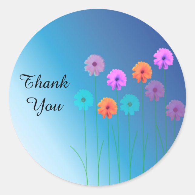 Dazzling Daisies Thank You Classic Round Sticker (Front)