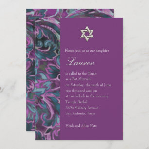 Dazzling Damask Purple and Teal Invitation
