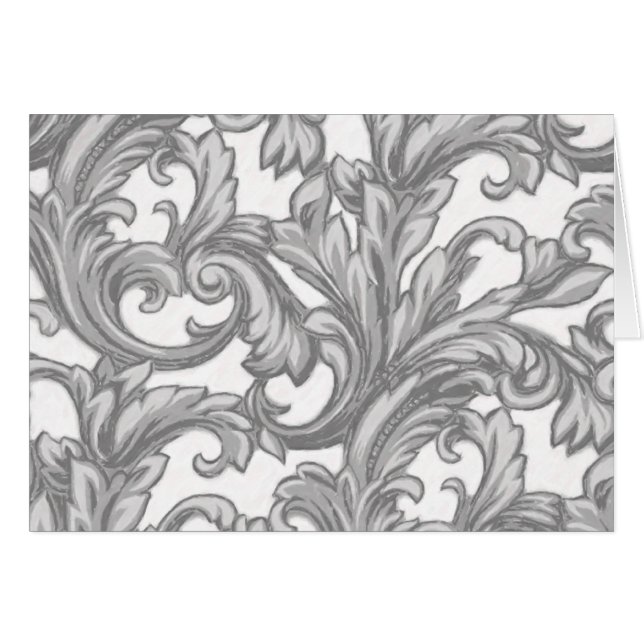 Dazzling Damask, Silver and White (Front Horizontal)