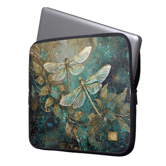 Dazzling  Dancing Dragonflies, Gossamer Wings Laptop Sleeve (Front Left)