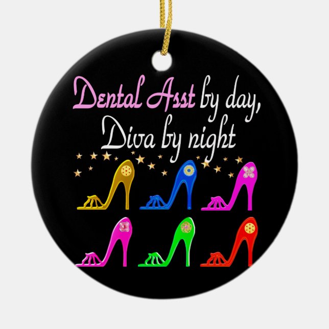 DAZZLING DENTAL ASSISTANT SHOE QUEEN CERAMIC ORNAMENT (Front)