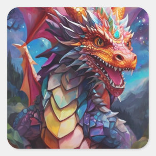 Dazzling Dragon Square Sticker