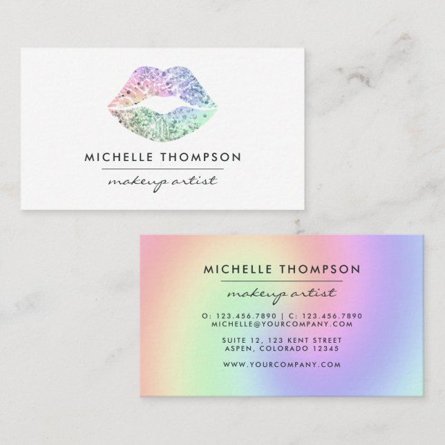 Dazzling Faux Glitter Lips Business Card (Front/Back)