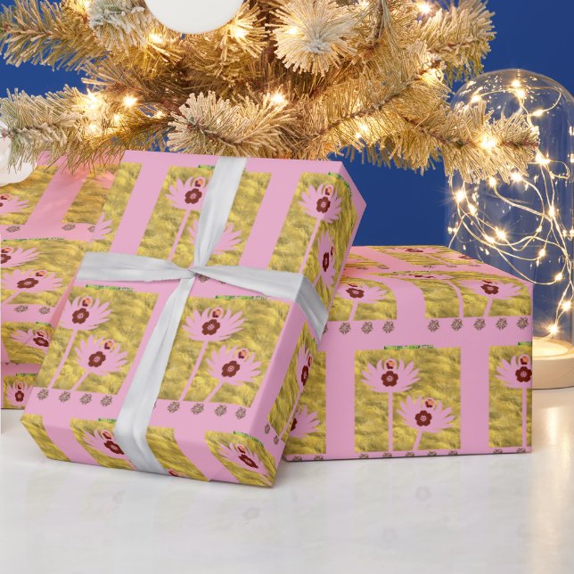 Dazzling flower style pink wrapping paper (Holidays)