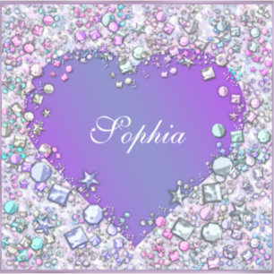 Dazzling Gems Personalized Sticker - Purple