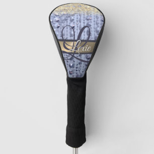 Dazzling Glittery Blue Beads Monogram  Golf Head Cover