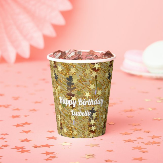 Dazzling Glitzy Sparkle Any Age Birthday Party Paper Cups (Insitu)