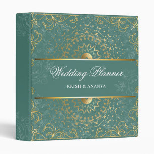Dazzling Green and Gold Wedding Planner Binder