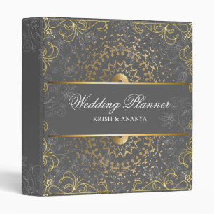 Dazzling Grey and Gold Wedding Planner Binder