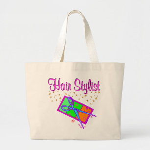 DAZZLING HAIR STYLIST AND BEAUTICIAN LARGE TOTE BAG