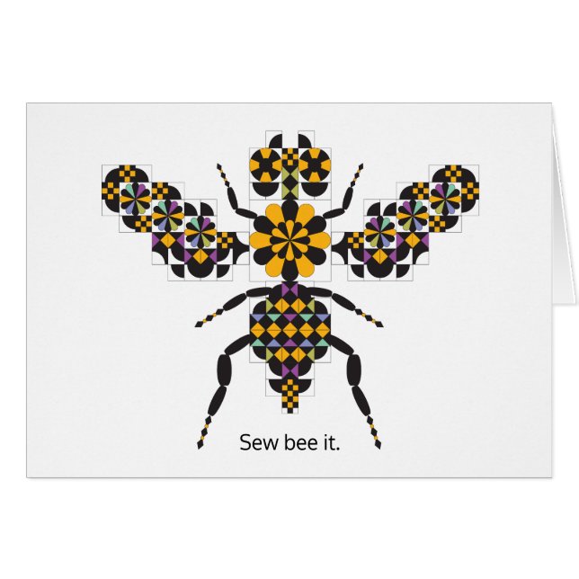 Dazzling Honey Bee Quilt Pattern Note Card (Front Horizontal)