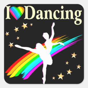 DAZZLING I LOVE DANCING DESIGN SQUARE STICKER
