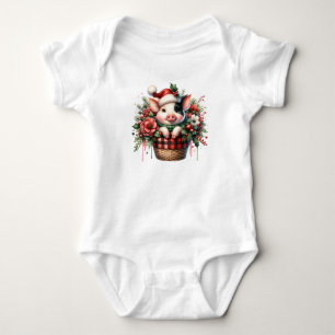 Dazzling Little Christmas Pig Baby Bodysuit
