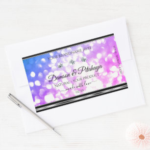 Dazzling Pink Blue Glitter Product Labels Diamonds