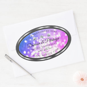 Dazzling Pink Blue Glitter Product Labels Diamonds