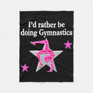 DAZZLING PINK GYMNASTICS DESIGN FLEECE BLANKET