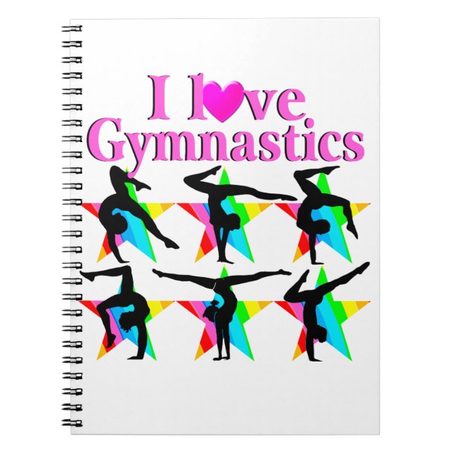 DAZZLING PINK I LOVE GYMNASTICS DESIGN NOTEBOOK (Front)