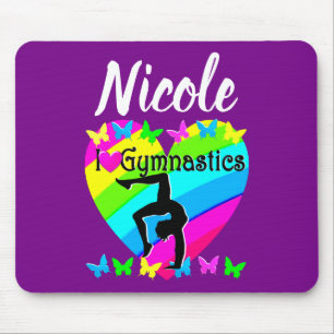 DAZZLING PURPLE I LOVE GYMNASTICS DESIGN MOUSE PAD