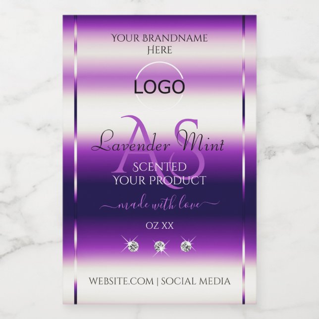 Dazzling Purple Product Label Jewels Monogram Logo (Single Label)