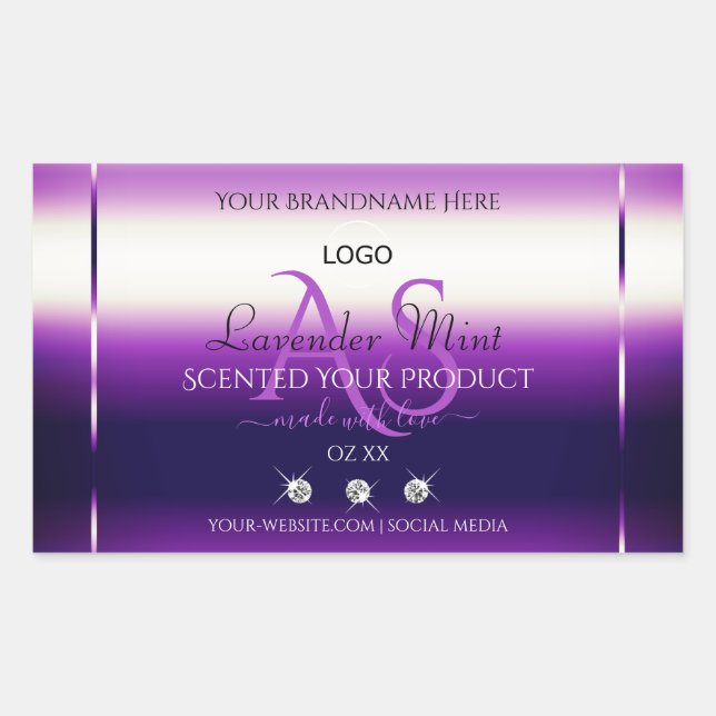 Dazzling Purple Product Label Jewels Monogram Logo (Front)