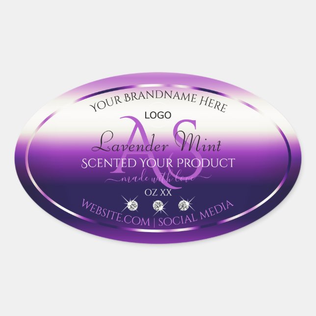 Dazzling Purple Product Label Jewels Monogram Logo (Front)
