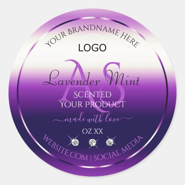 Dazzling Purple Produit Bijoux Étiquette Monogramm (Devant)